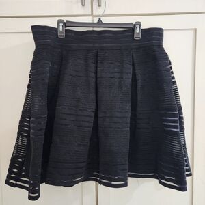 Torrid Black Skater Skirt Lace Striped Mini Flare Size 2 Grunge Indie Sleaze